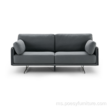 Sofa gaya pejabat separuh kulit separuh akhir tinggi 3-tempat duduk